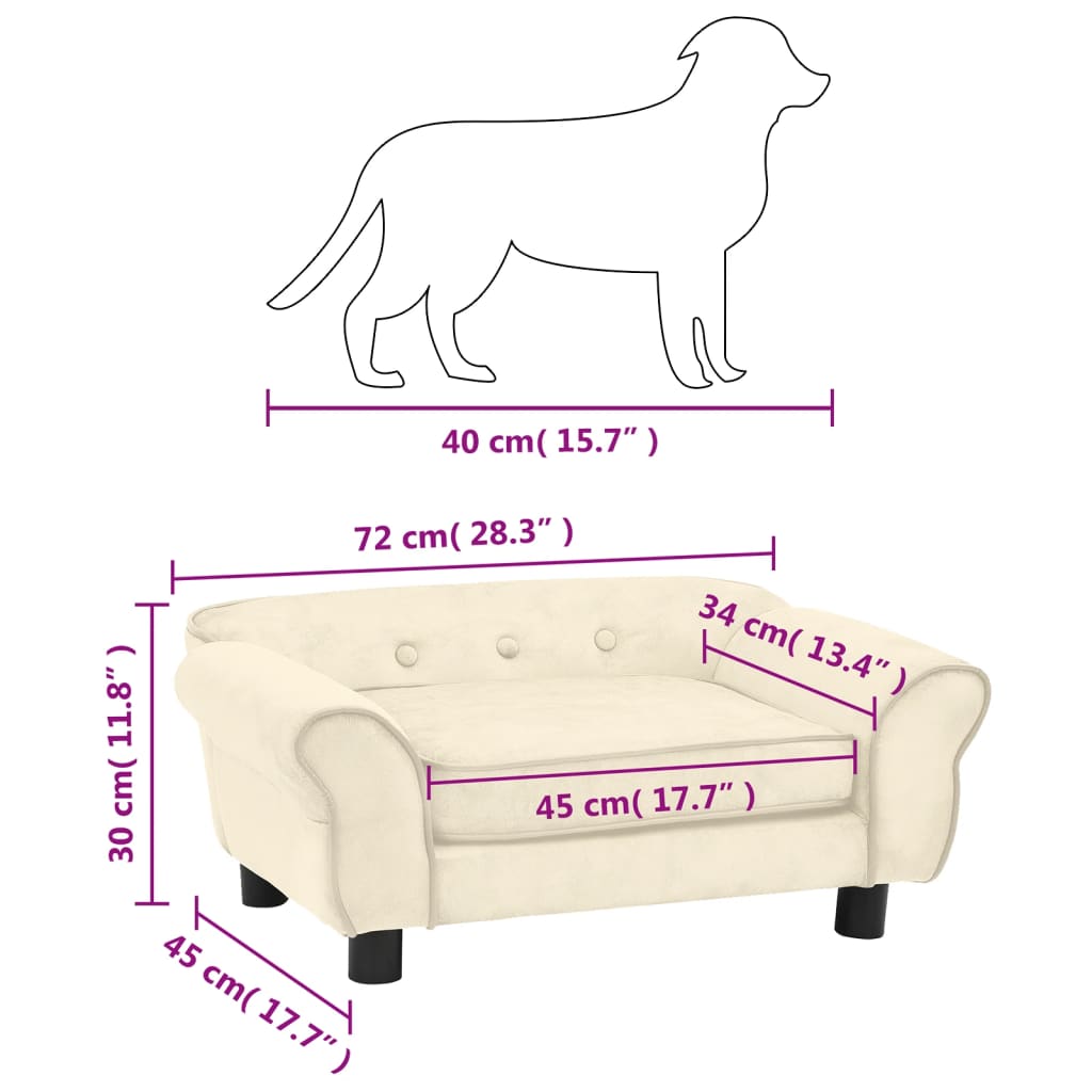 Sofá clássico para cães na cor creme