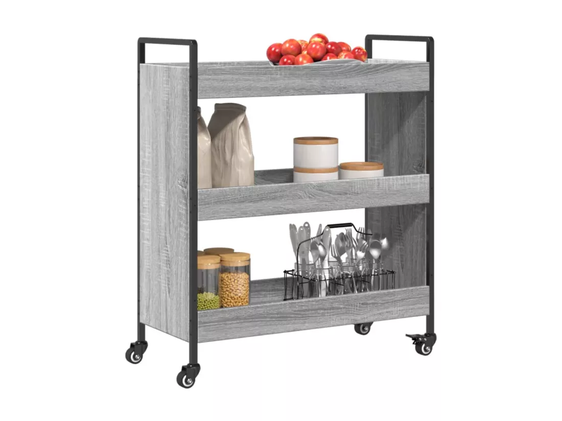 Chariot de cuisine sonoma gris 70x30x82 cm bois d'ingénierie