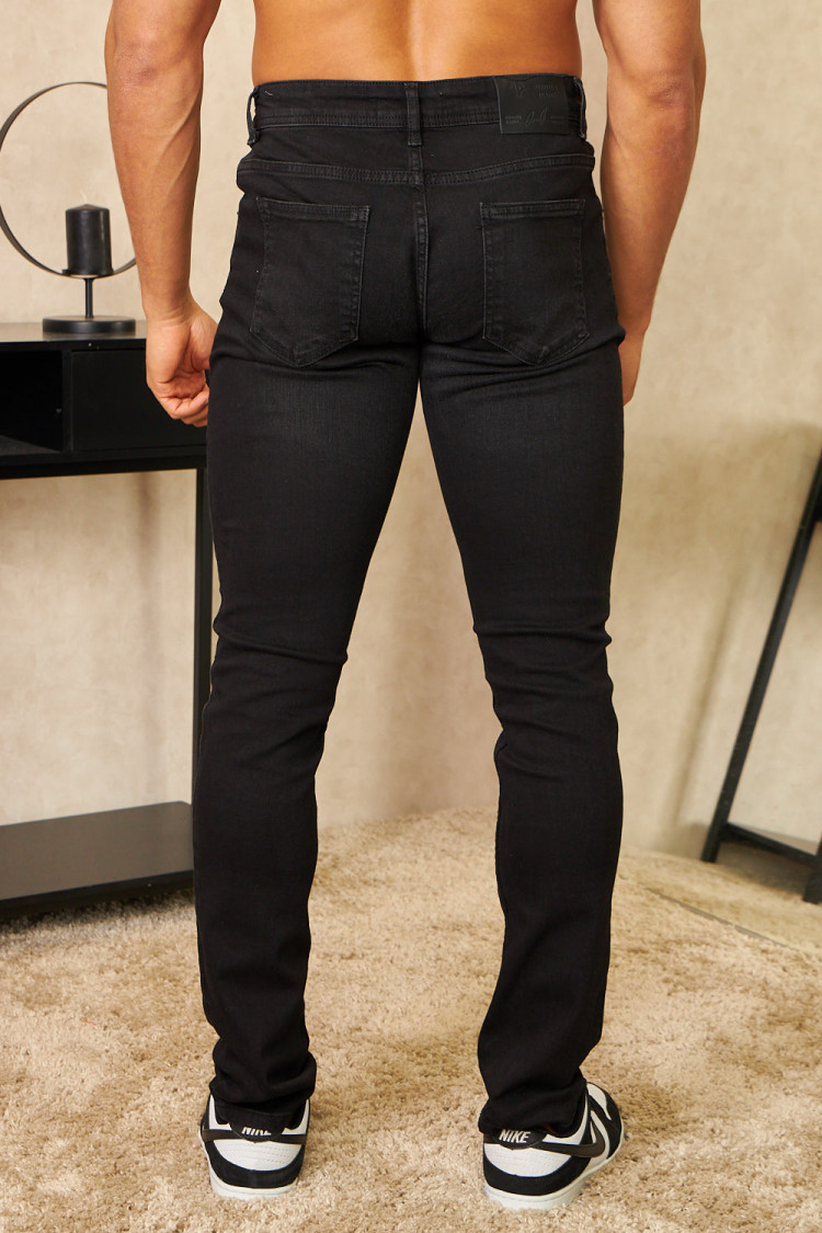 Jeans slim noir usé