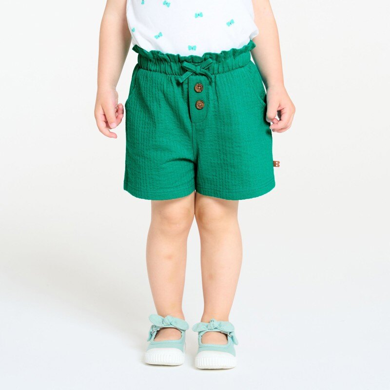 Short coton fantaisie léger vert bébé fille Vert