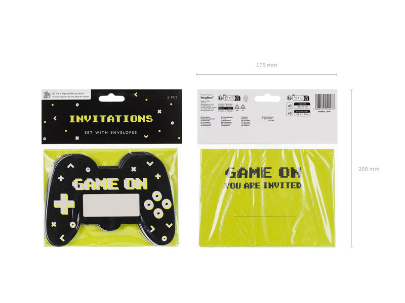 Gaming Party Uitnodigingen 16cm 6st