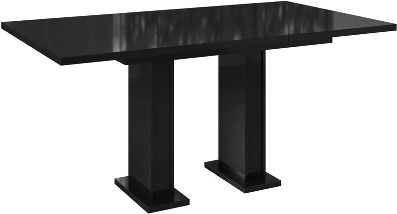Meubella - Eetkamertafel Glamour - Hoogglans Zwart - Uitschuifbaar - 160 cm