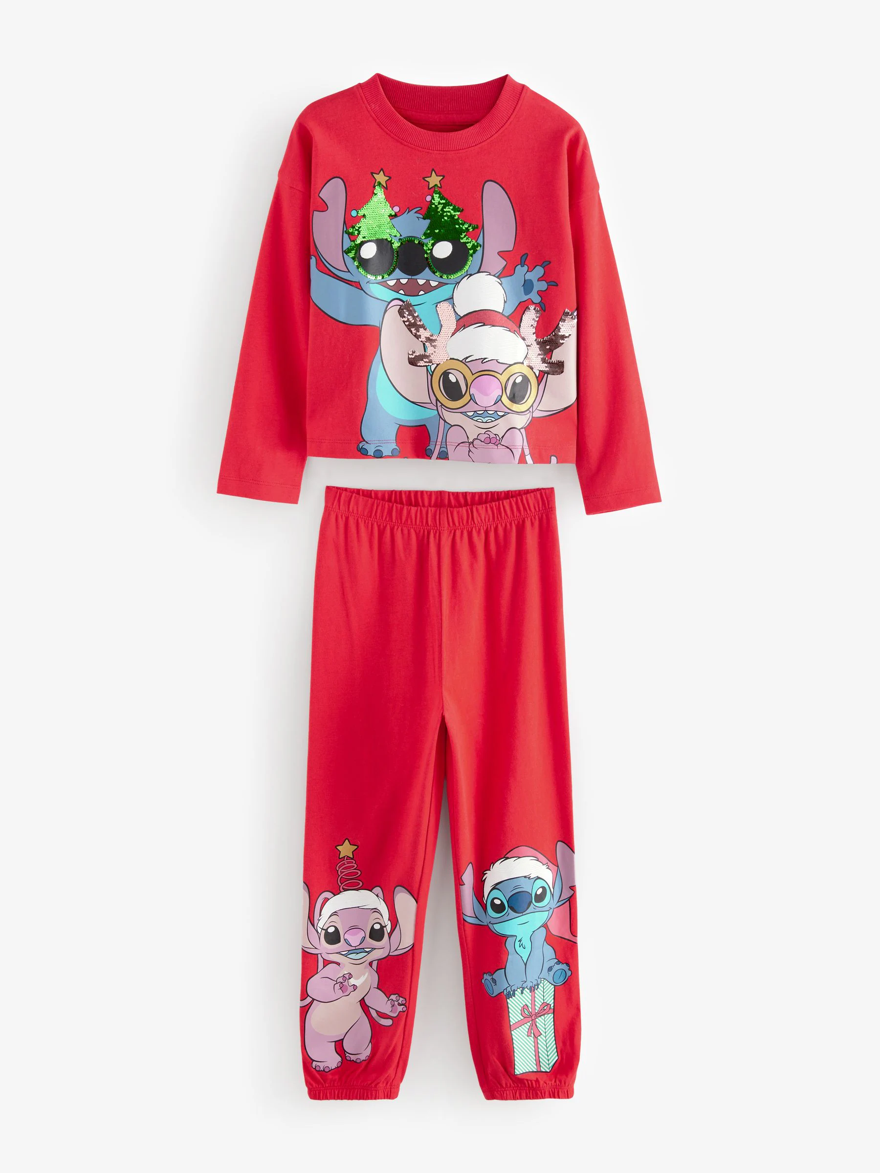 Rood - Lilo en Stitch Kerstmis Pyjama's (3-14jaar)