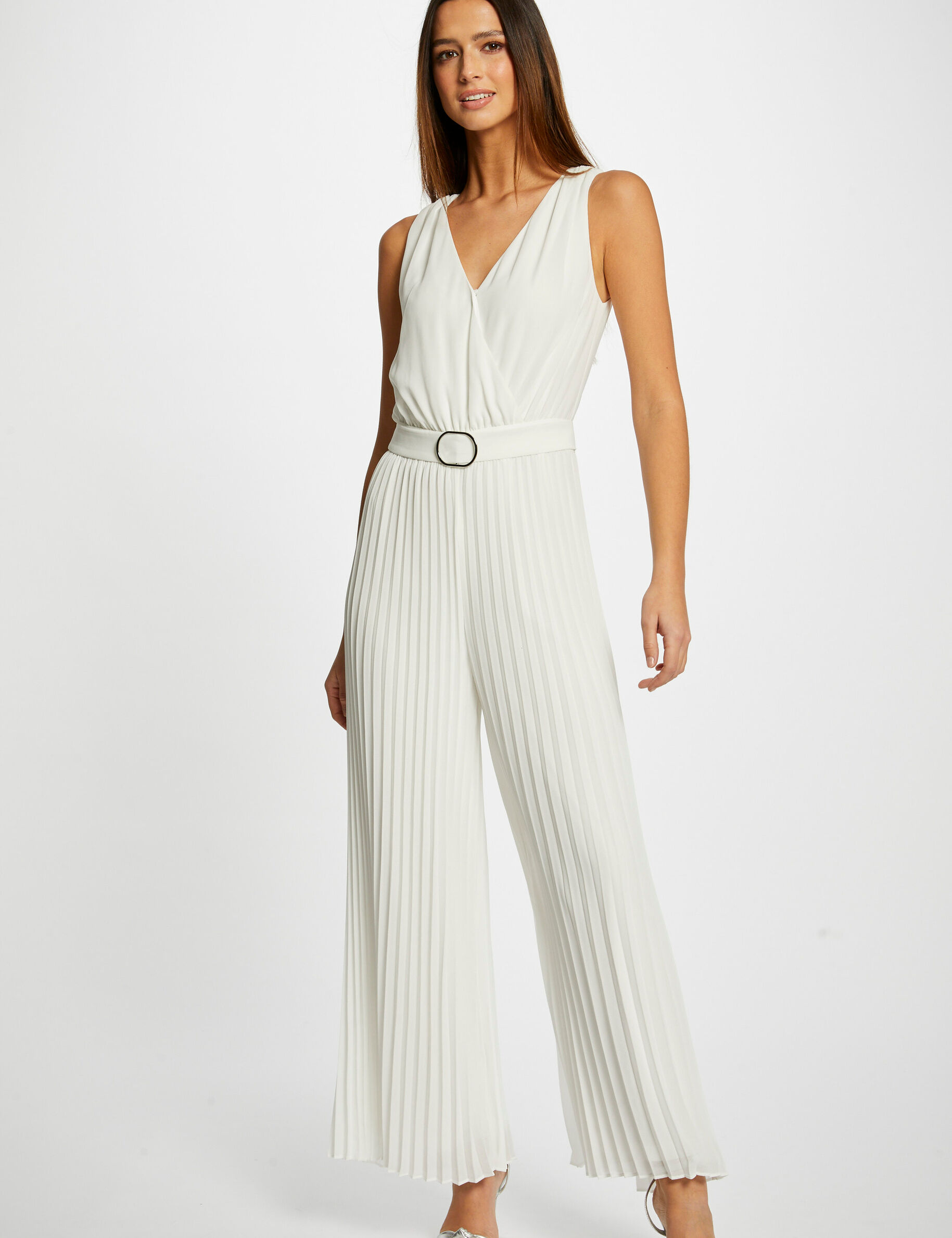 Combinaison ample à jambes plissées ecru femme - ecru