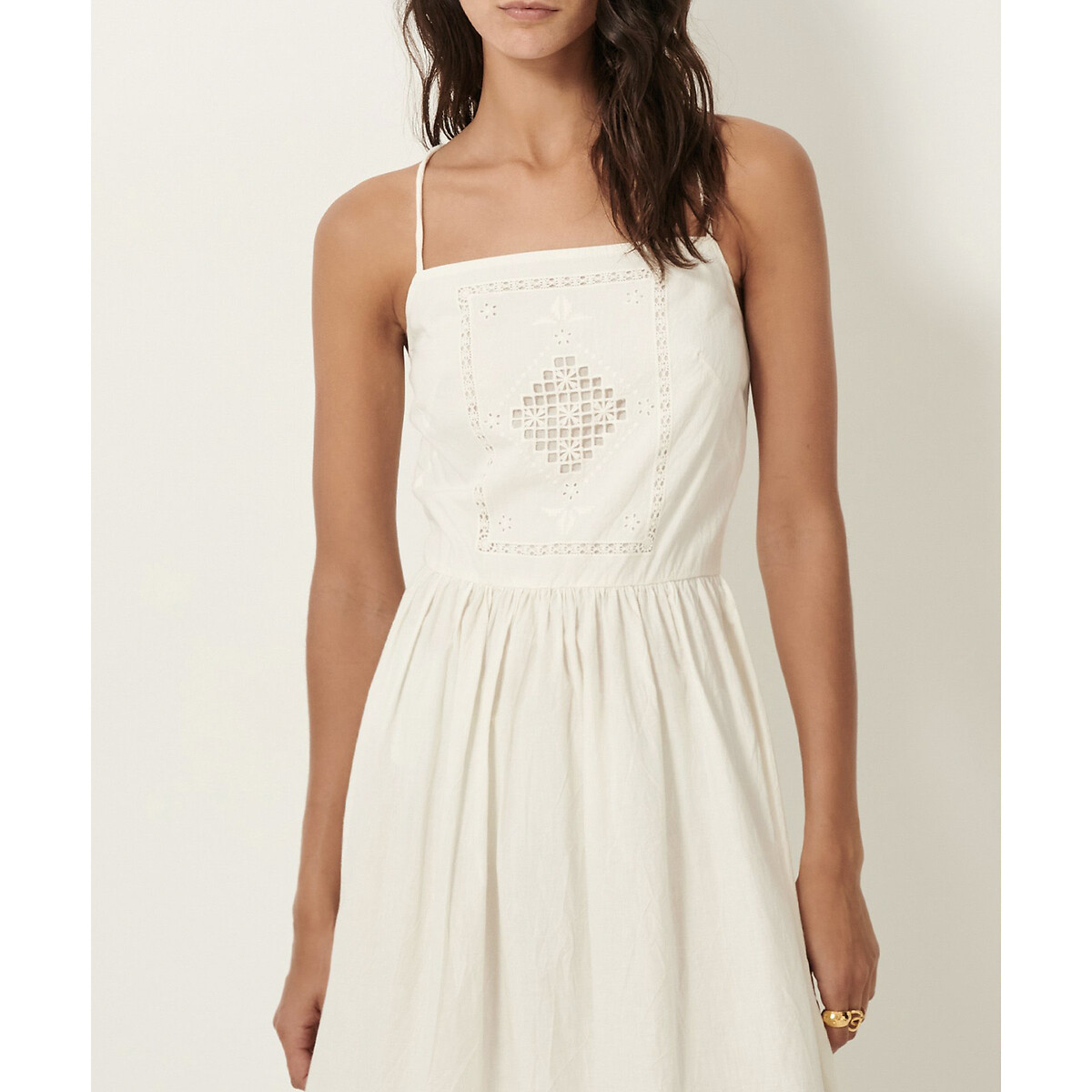 SESSUN<br>Vestido midi bordado com alças finas RIVERINI