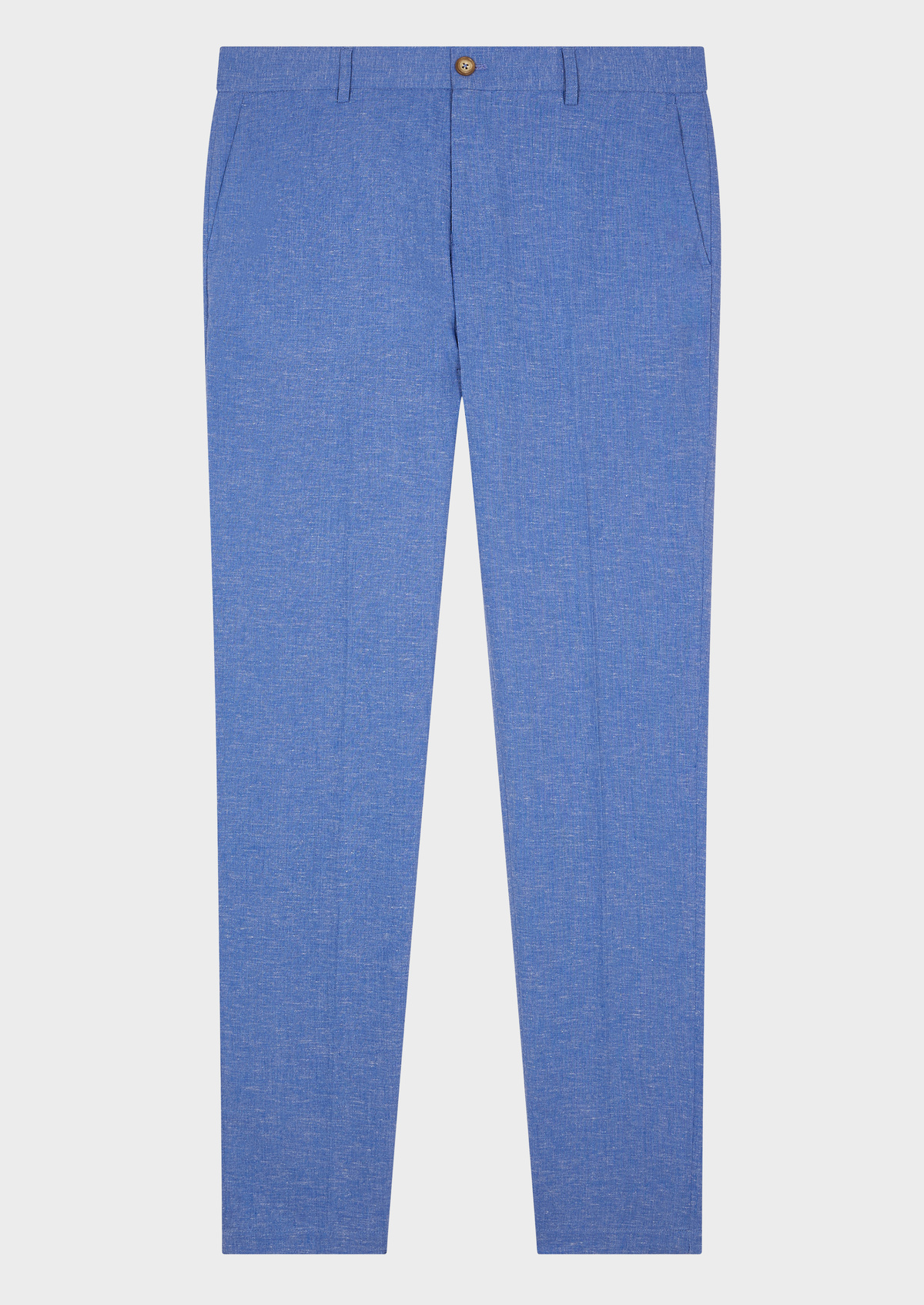 Pantalon coordonnable Skinny en lin mélangé uni bleu chambray