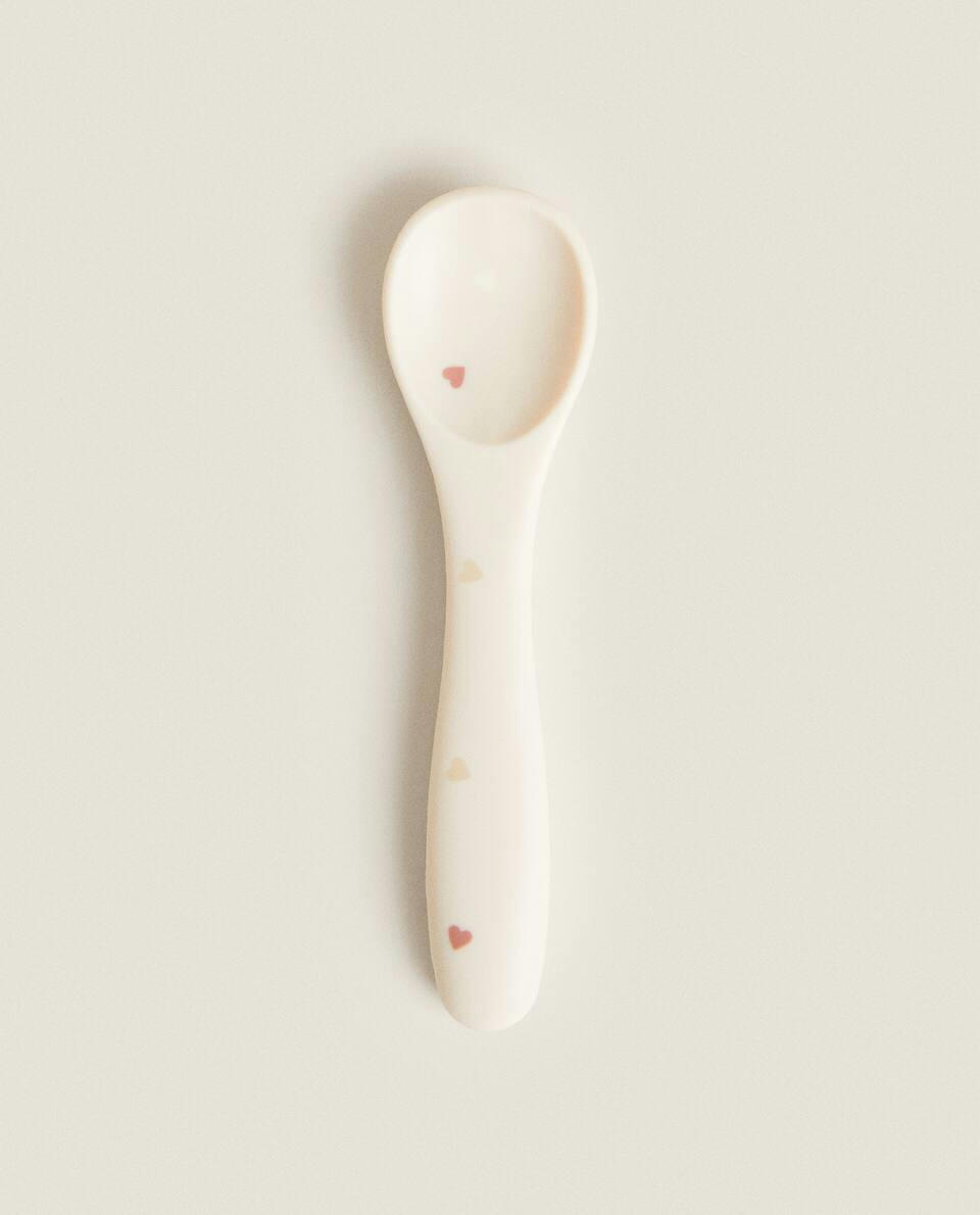 Colher de silicone com corações