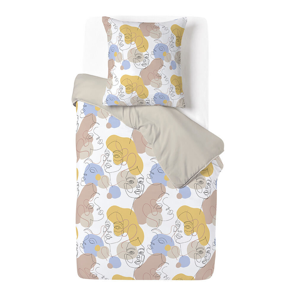 Parure de lit réversible 1 personne 100% coton 140x200cm