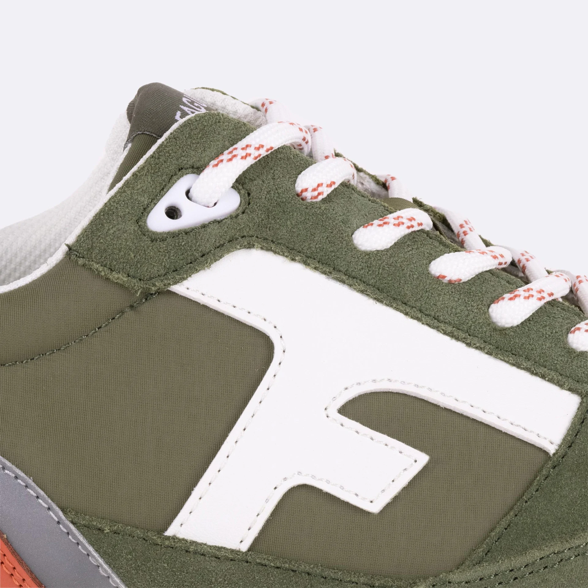 Runnings kaki & terracotta polyester recyclé et suède - modèle Elm