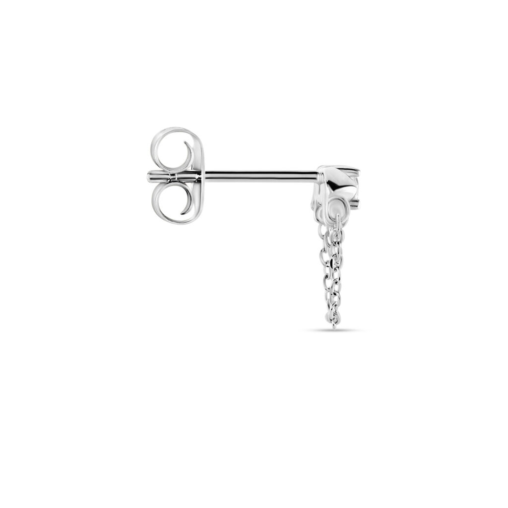 Boucle D'oreille Puce Duane Argent Blanc Oxyde De Zirconium
