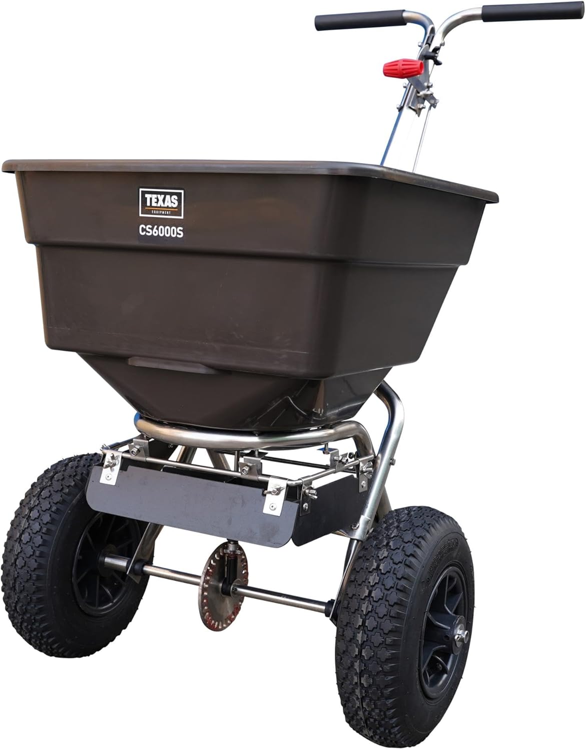 Texas CS6000S Streuwagen | bis zu 300 cm Arbeitsbreite | 58 Liter Fassungsvermögen | Geeignet für Samen, Dünger und Salz