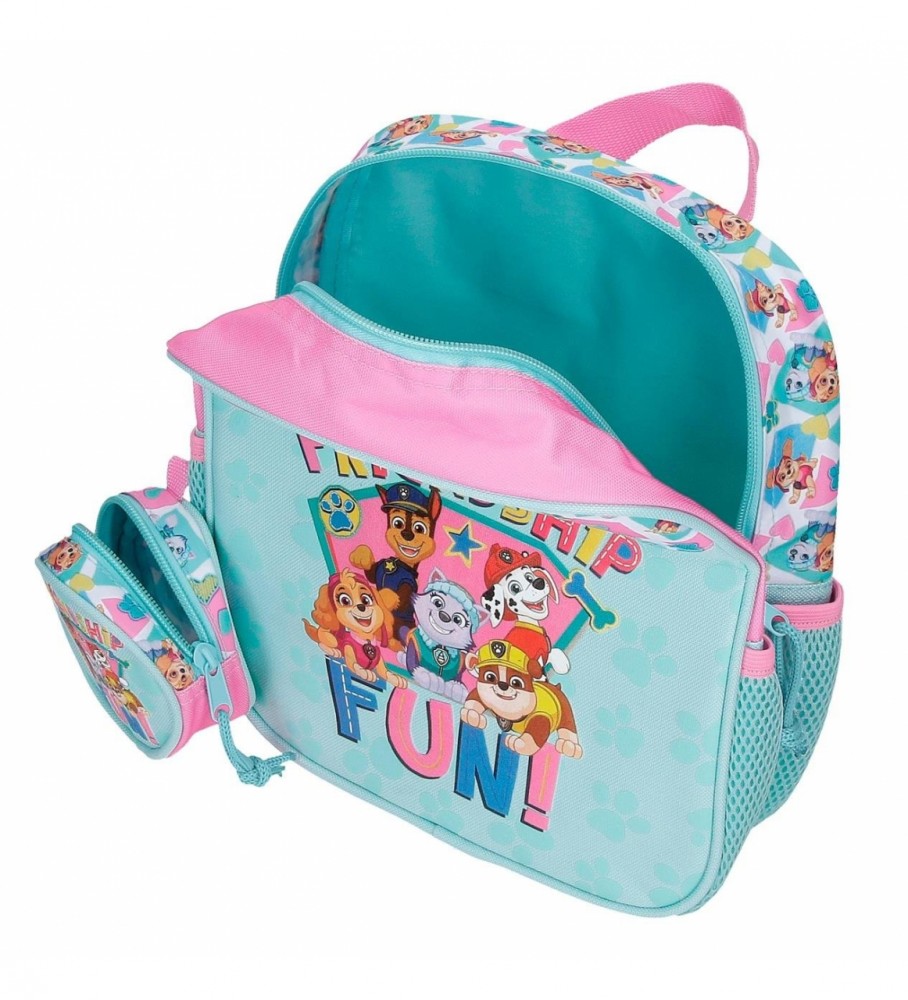 Mochila infantil Joumma Bags Paw Patrol Friendship Fun com rodinhas, cor turquesa.