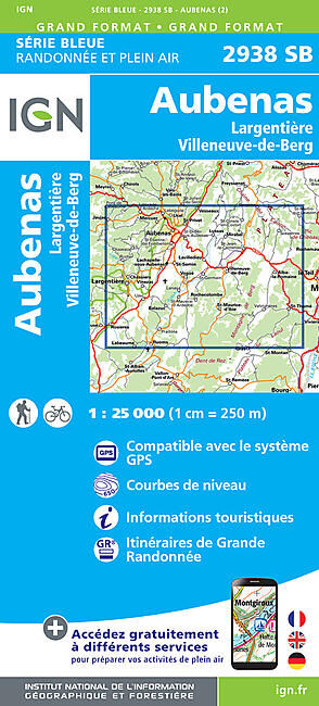 IGN - 2938 SB AUBENAS LARGENTIERE 1 25 000