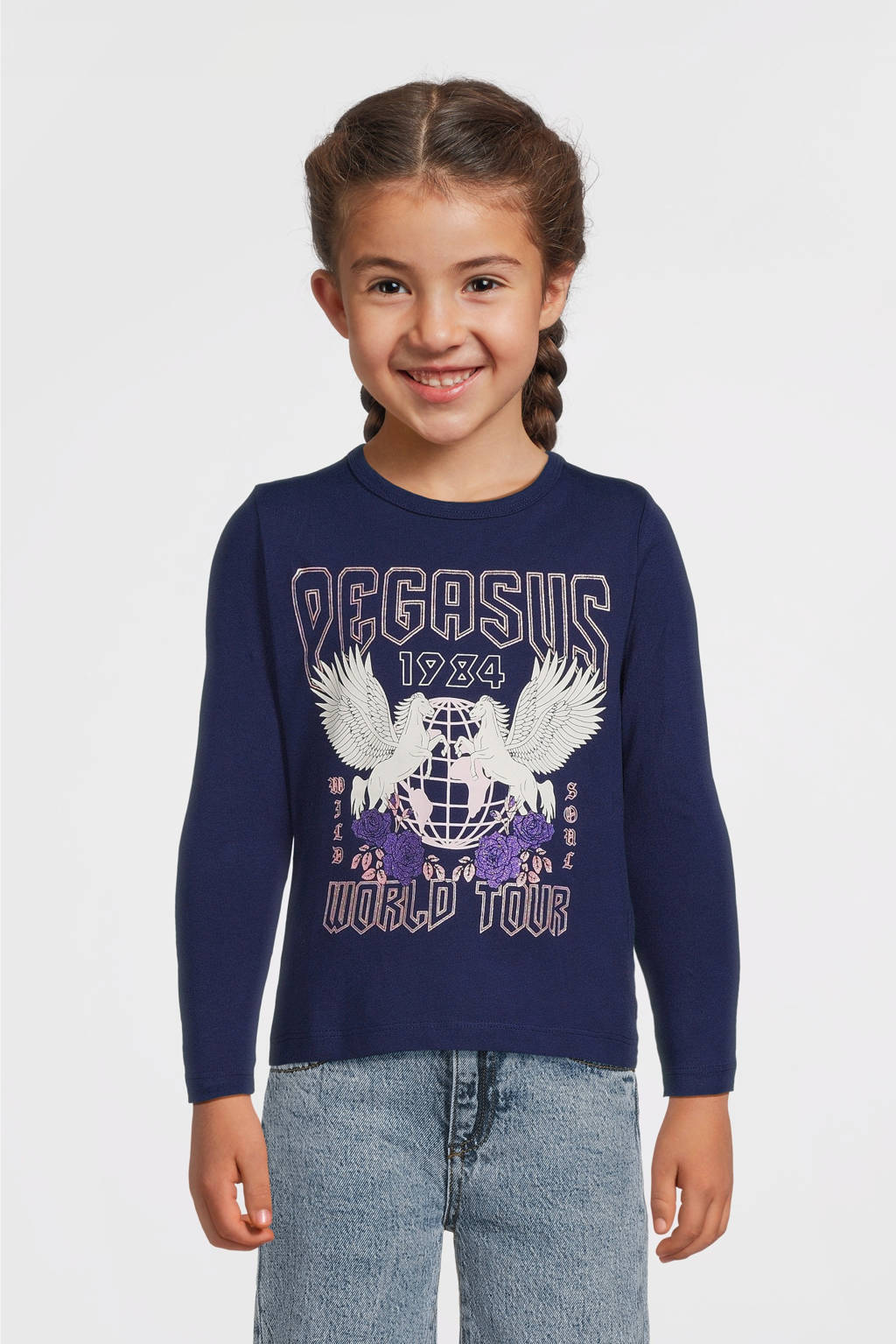 NAME IT longsleeve NKFOLISIA met printopdruk donkerblauw