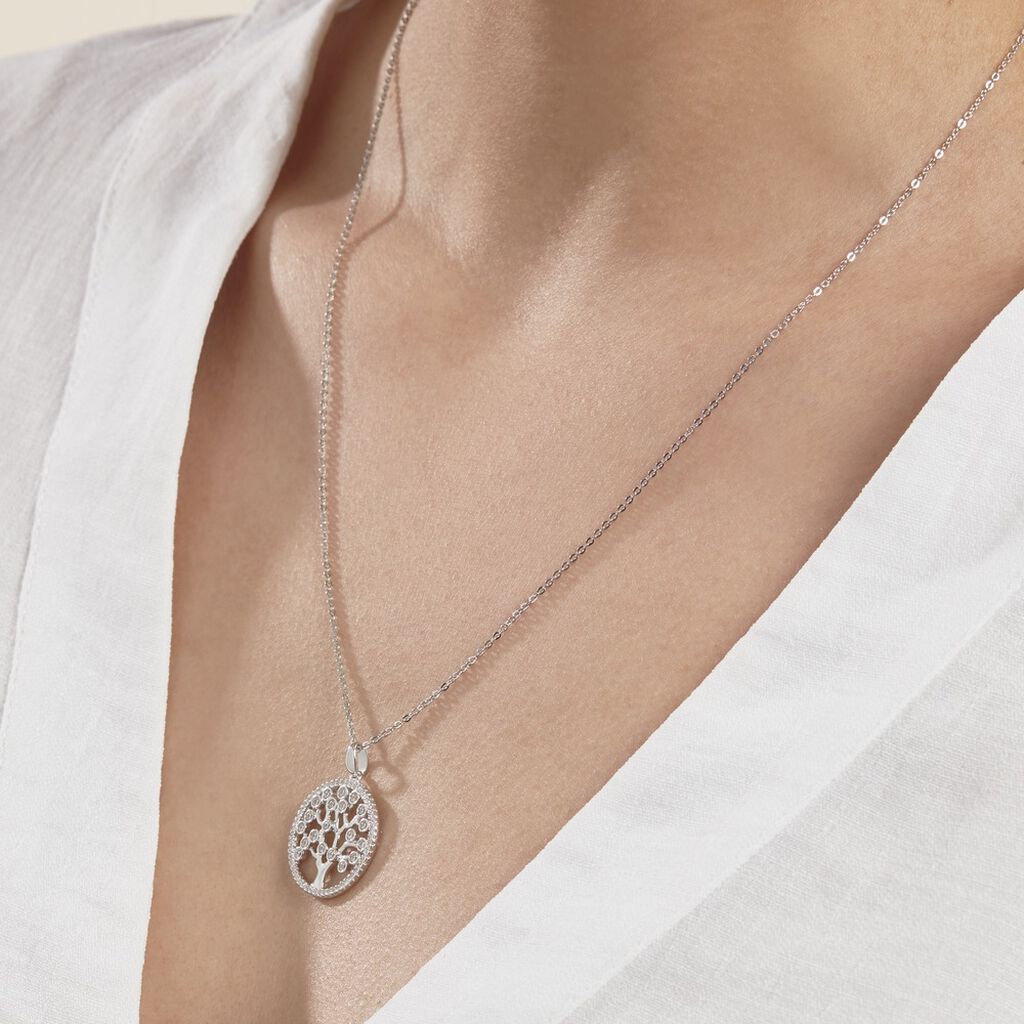 Collier Chimere Argent Blanc Oxyde De Zirconium