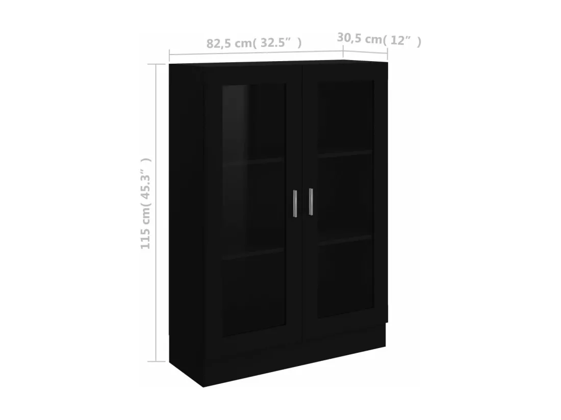 Armoire à vitrine Noir 82,5x30,5x115 cm Aggloméré