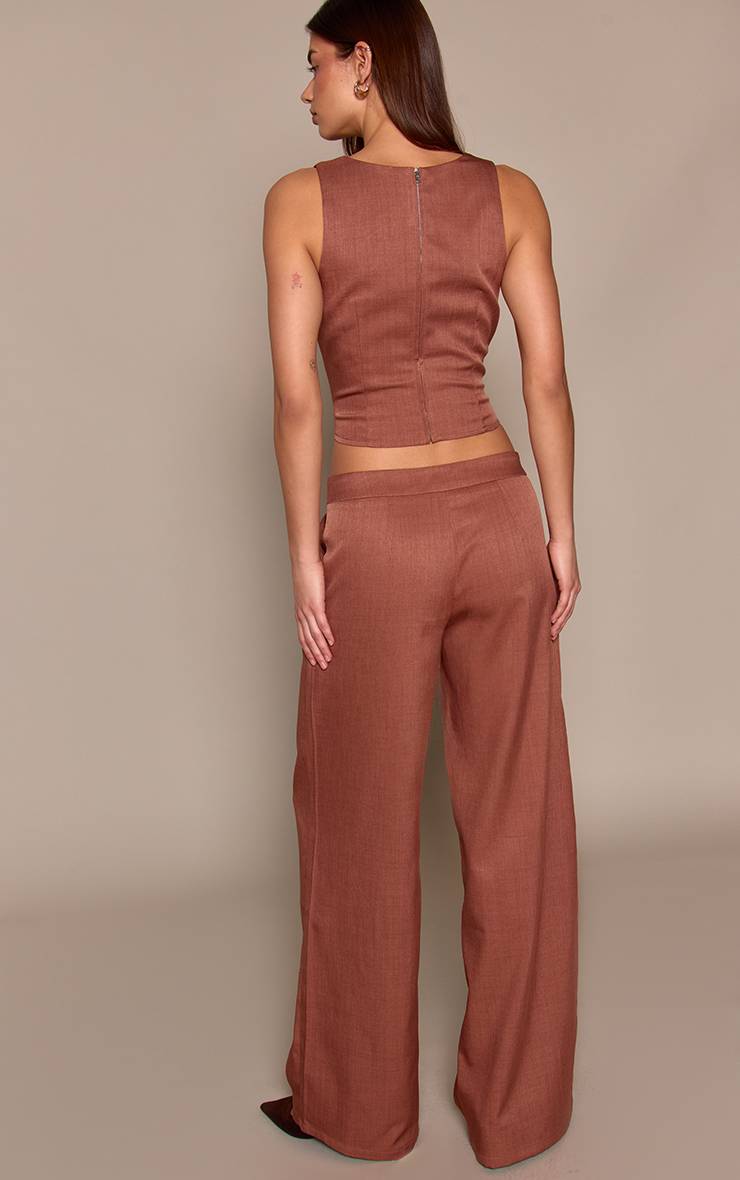 Marron Pantalon Tissé À Taille Ajustée