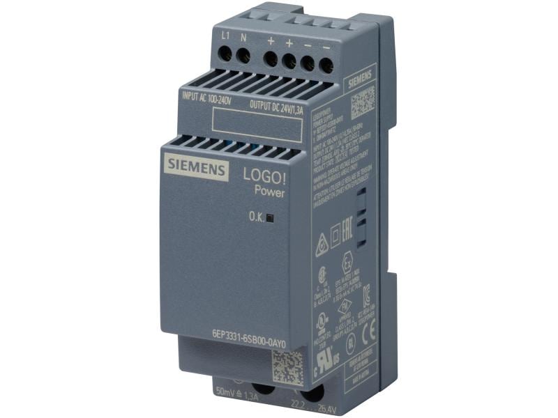 Siemens DIN-Schienennetzgerät  31.2 W, 24 V Geregelte Stromversorgung LOGO!POWER 24 V / 1.3 A