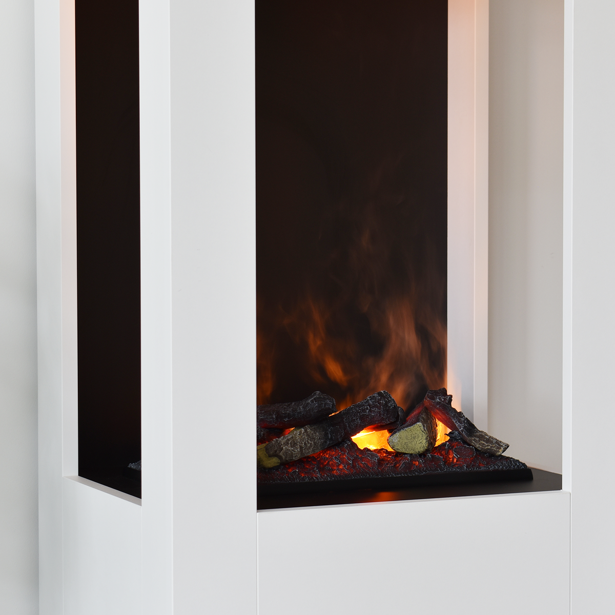GLOW FIRE Elektrische haard 'Böll' | Waterdamphaard met OMC 400 inclusief hout in de kleur wit als roomdivider | HxBxD: 145x54x44 cm