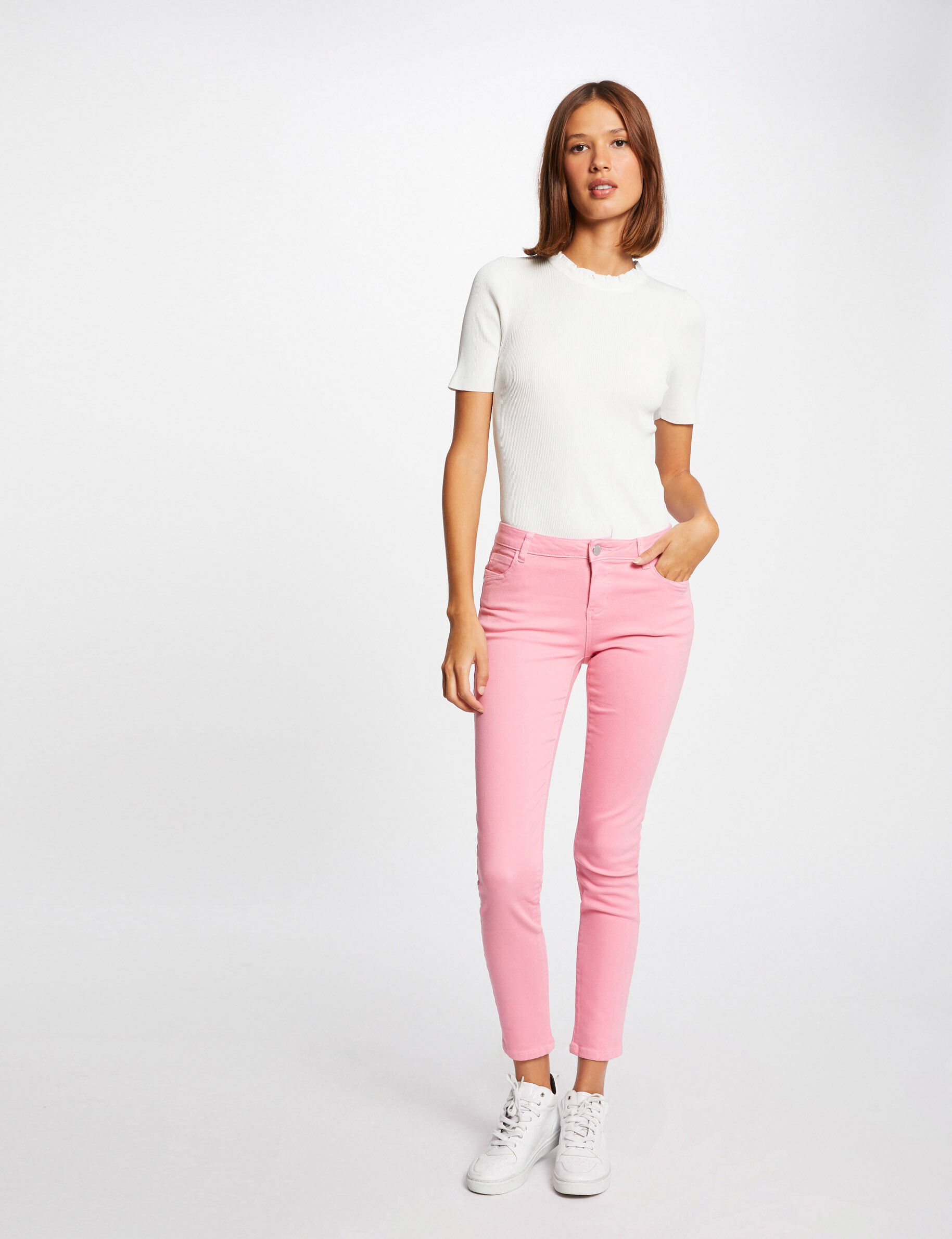Jeans skinny taille basse rose moyen femme - rose_moyen