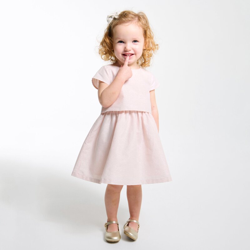 Robe chic lin irisé rose bébé fille Rose