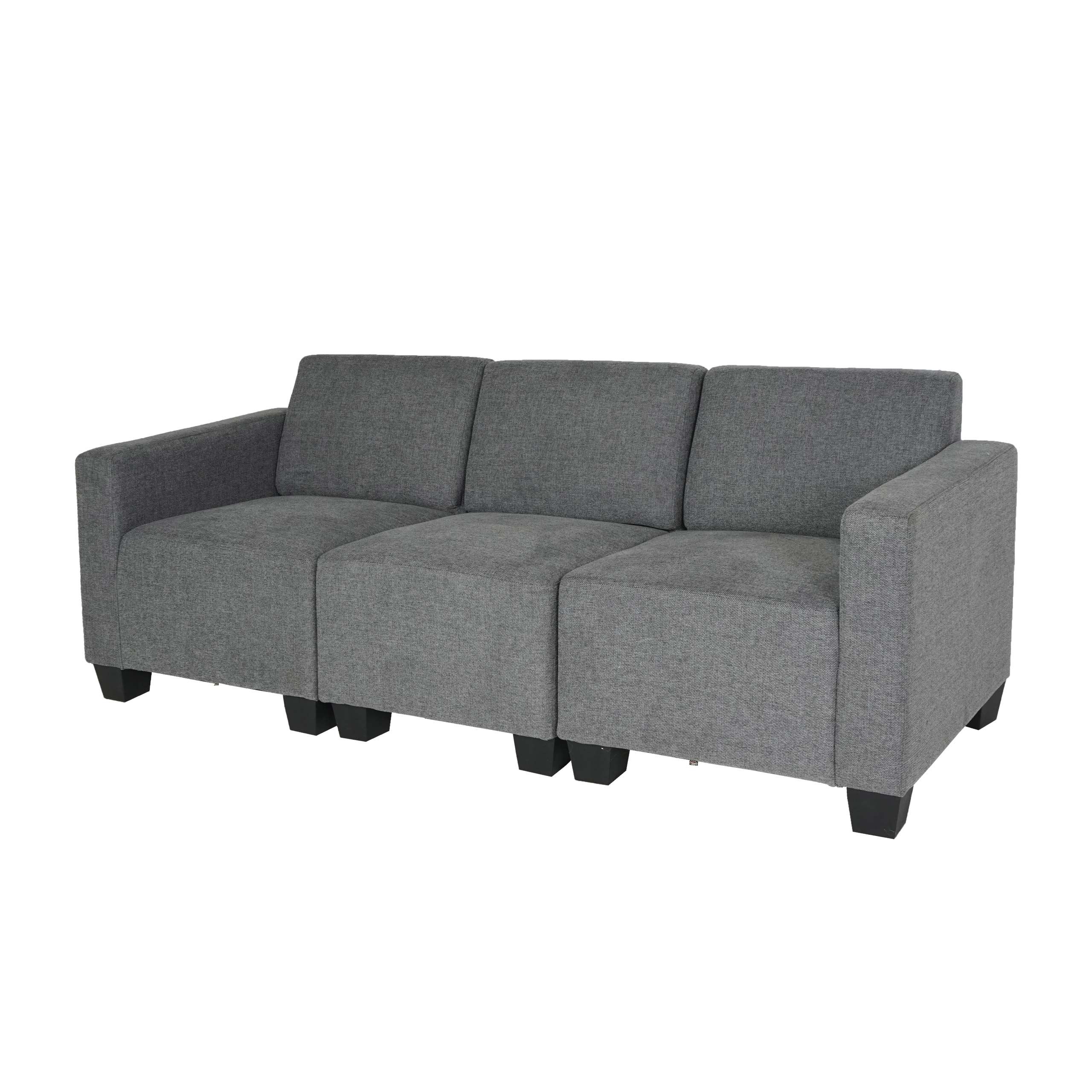 Modular 3-Sitzer Sofa Couch Moncalieri, Stoff/Textil ~ grau