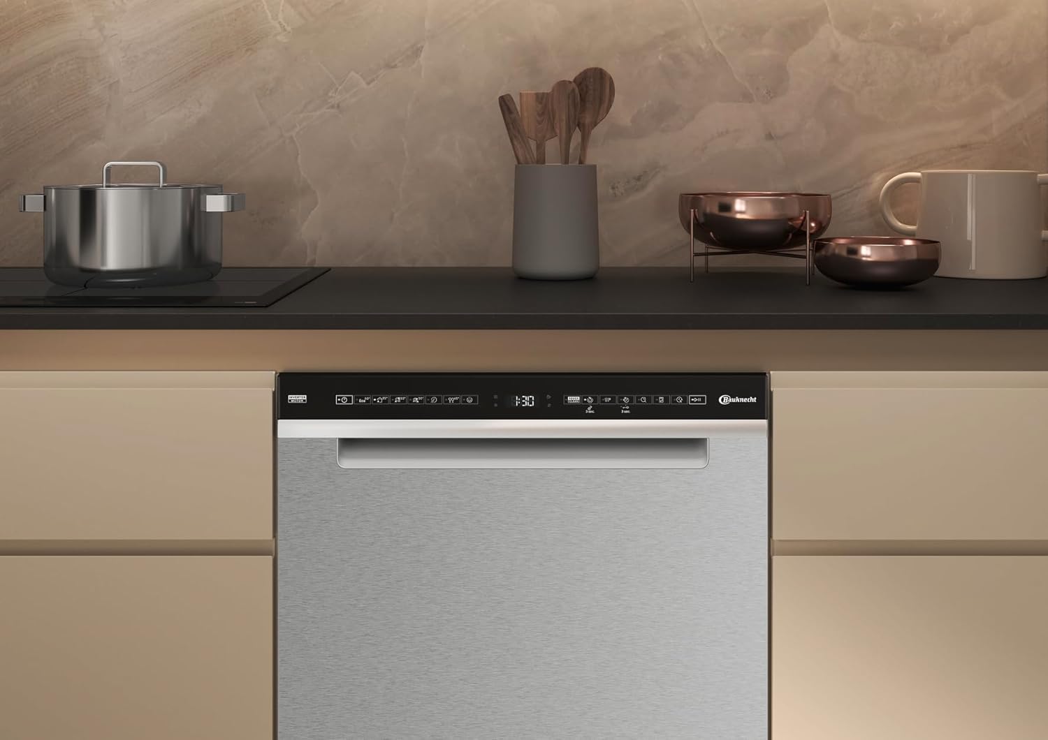 Bauknecht B7U HS51 X Unterbau-Geschirrspüler/60 CM/15 Maßgedecke/PowerClean Pro-Effektive Hochdruckdüsen/Natural Dry-Automatische Türoffnung-Bessere Trocknung/MaxiSpace-Mehr Innenraum