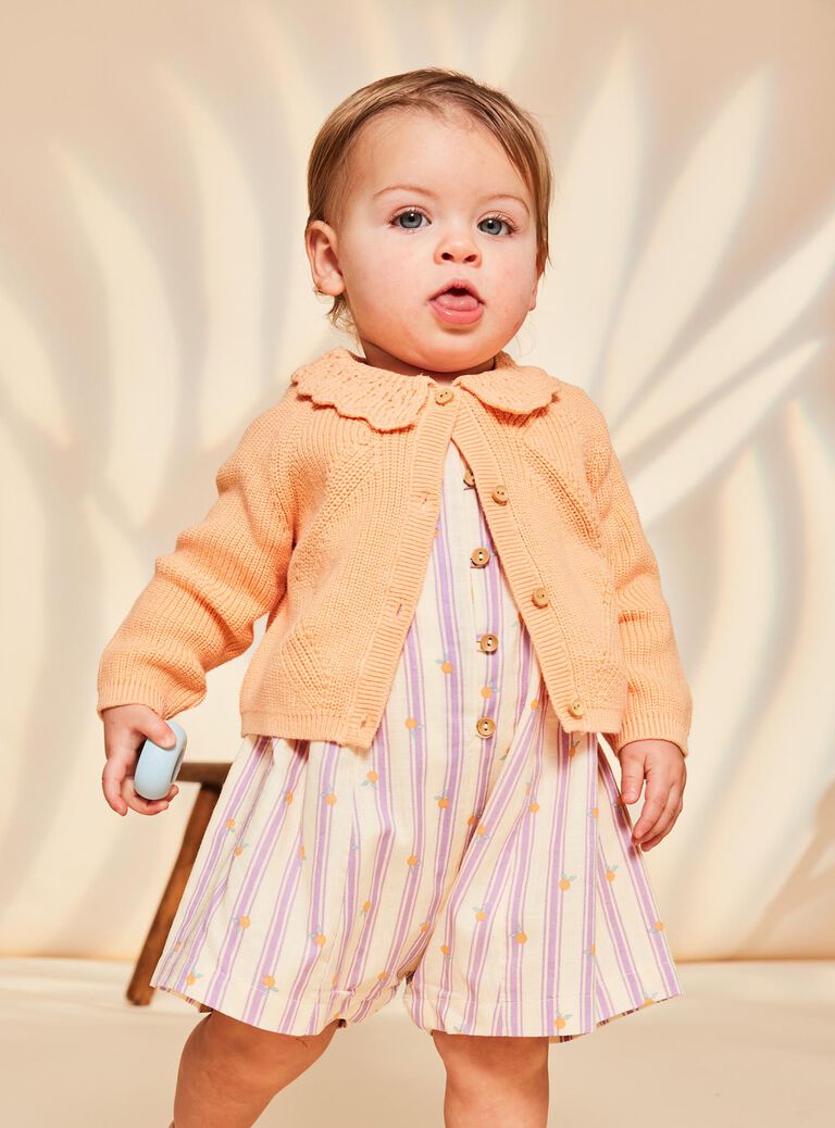 Gilet orange clémentine en tricot à manches longues