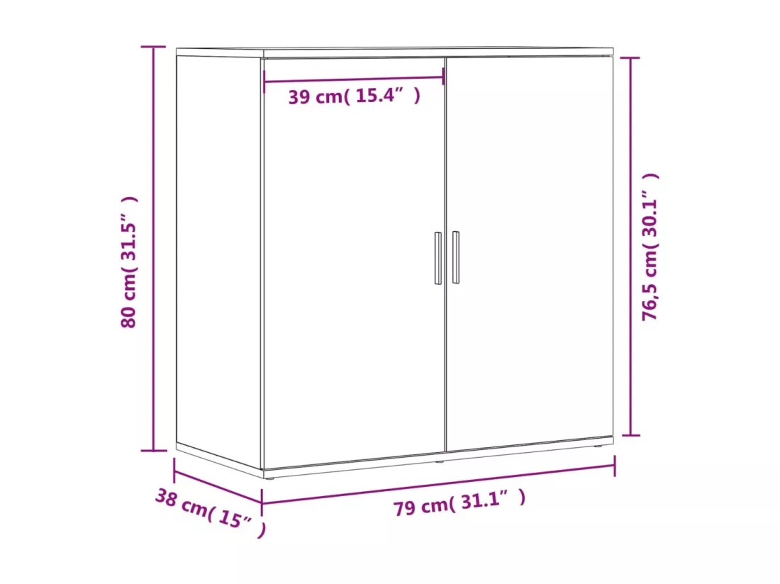 Buffets 2 pcs blanc 79x38x80 cm bois d’ingénierie