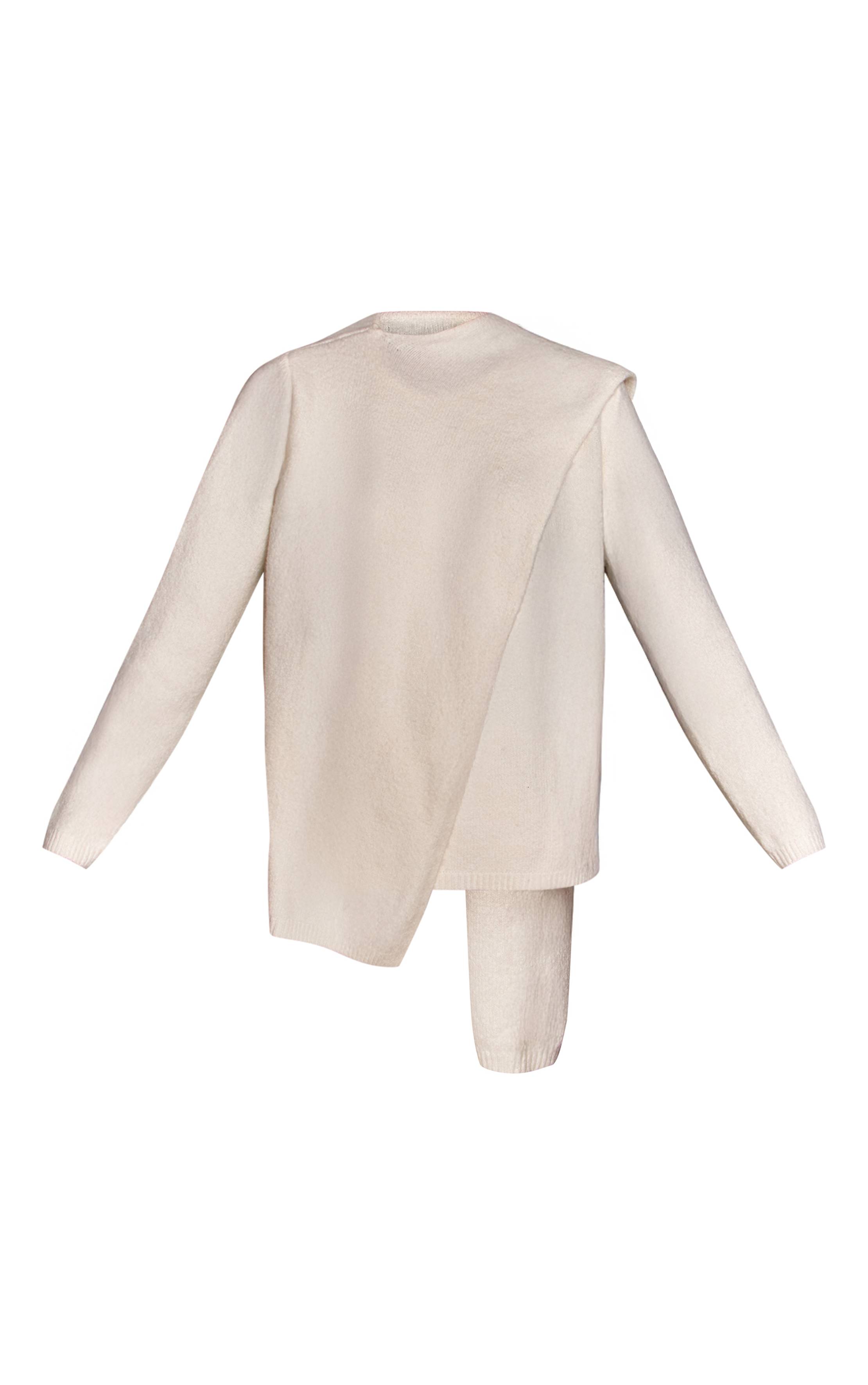Crème Synthétiquell Surdimensionné En Maille Avec Détail Écharpe Drapée