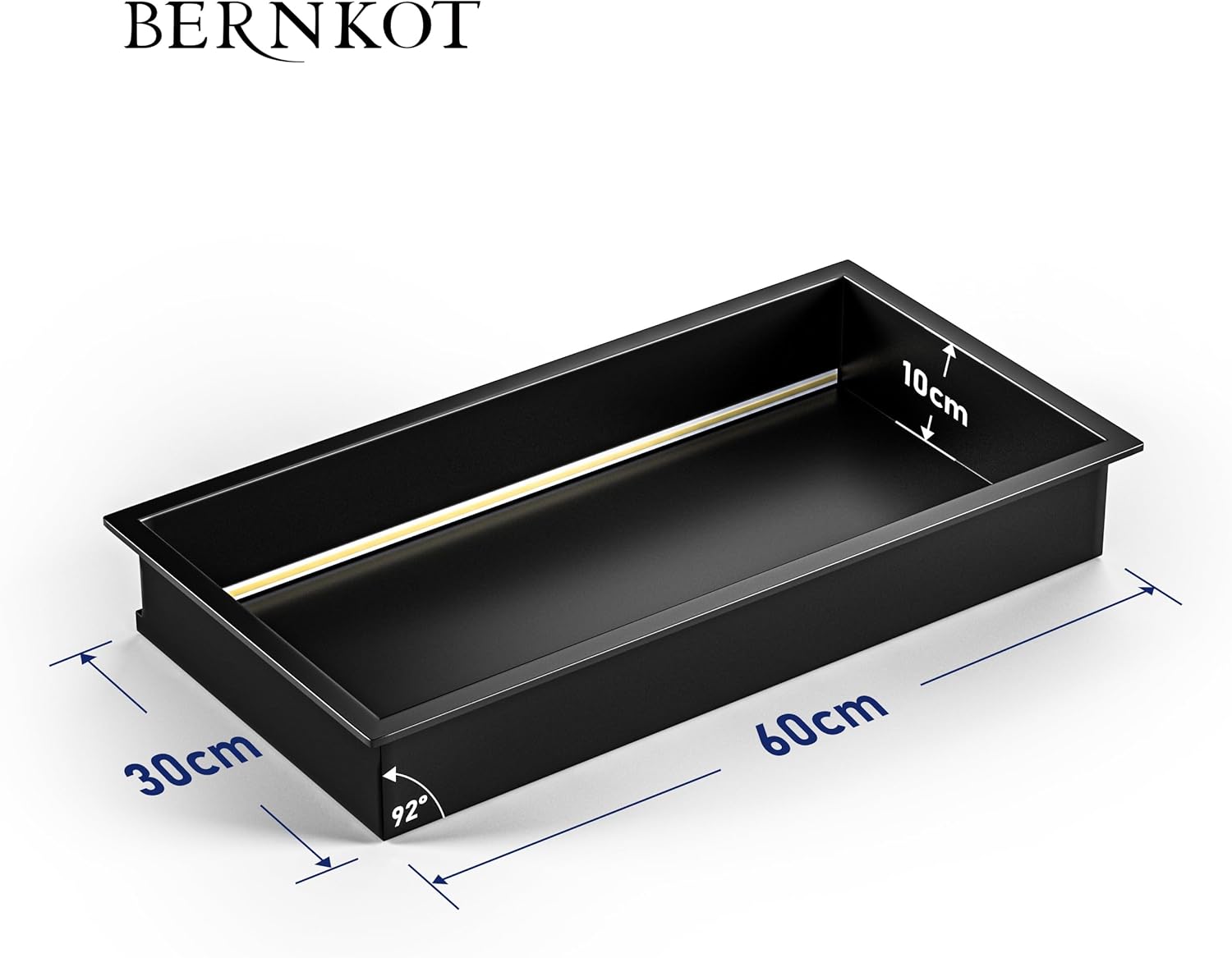 Wandnische Dusche Edelstahl mit LED-Streifenlicht, 60 cm x 30 cm, Wasserdicht - Keine Fliesen Erforderlich, Badezimmer Lagerung, Nische, Matt Schwarz