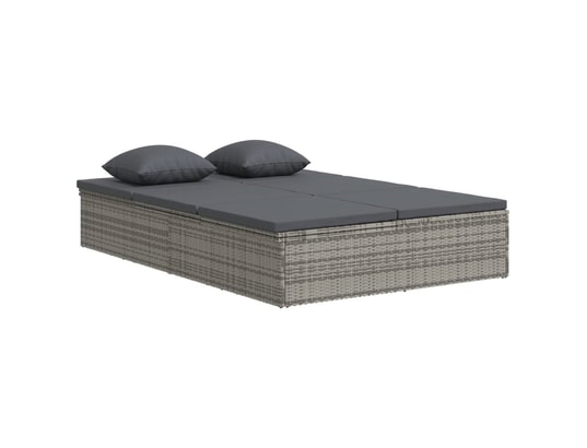 VIDAXL - Transat convertible avec coussin résine tressée gris foncé