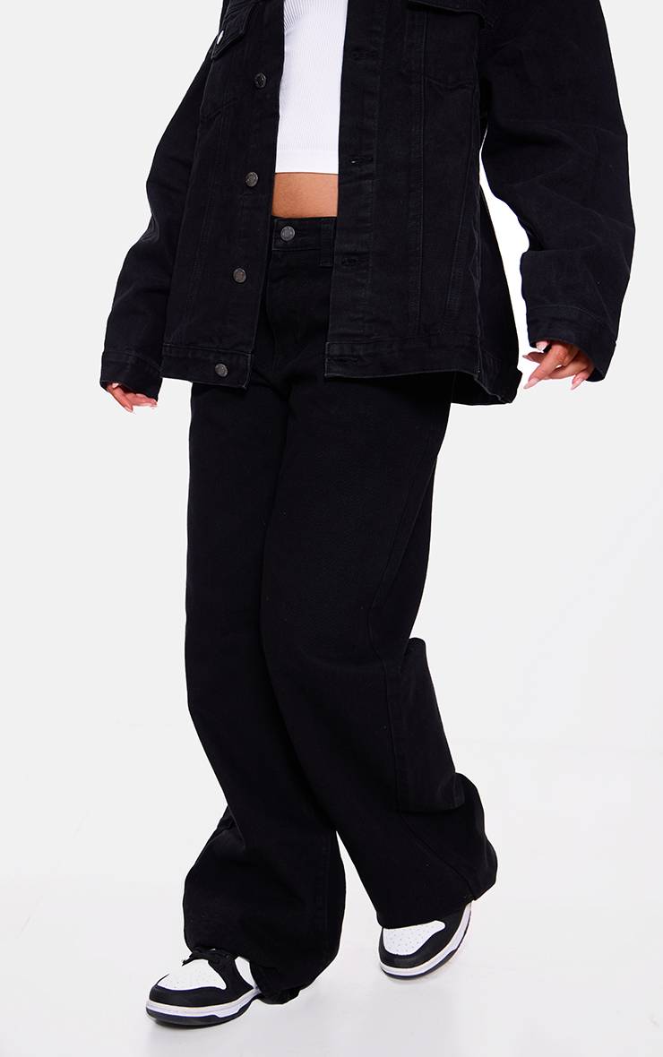 Noir Délavé Jean Boyfriend Taille Basse Délavé