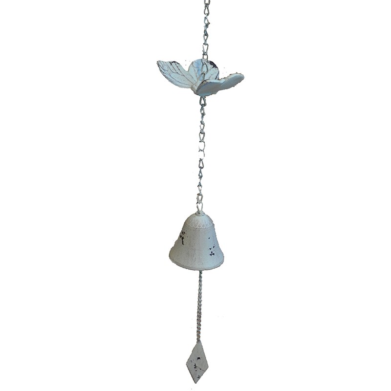 Clochette papillon fer blanc 10x65cm