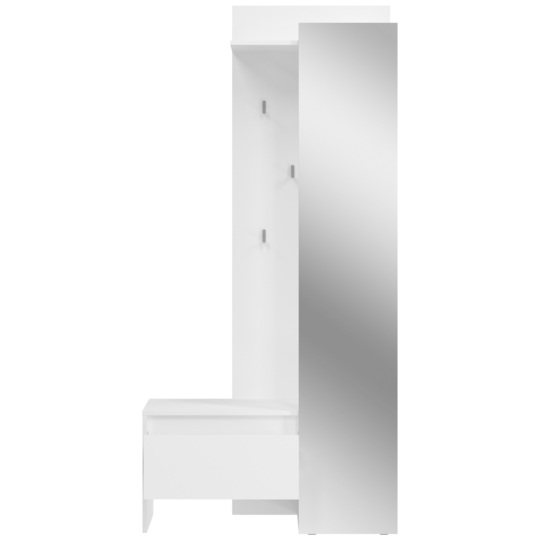 Kompaktgarderobe TORINO - weiß - mit Spiegel