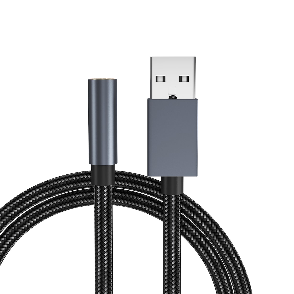 Overgangskabel for lyd, USB til 3,5 mm Grå