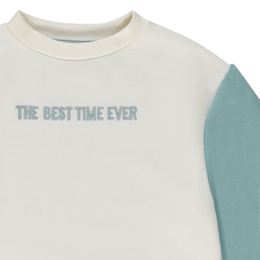 Sweat effet color block avec broderie pour fille - Bleu moyen