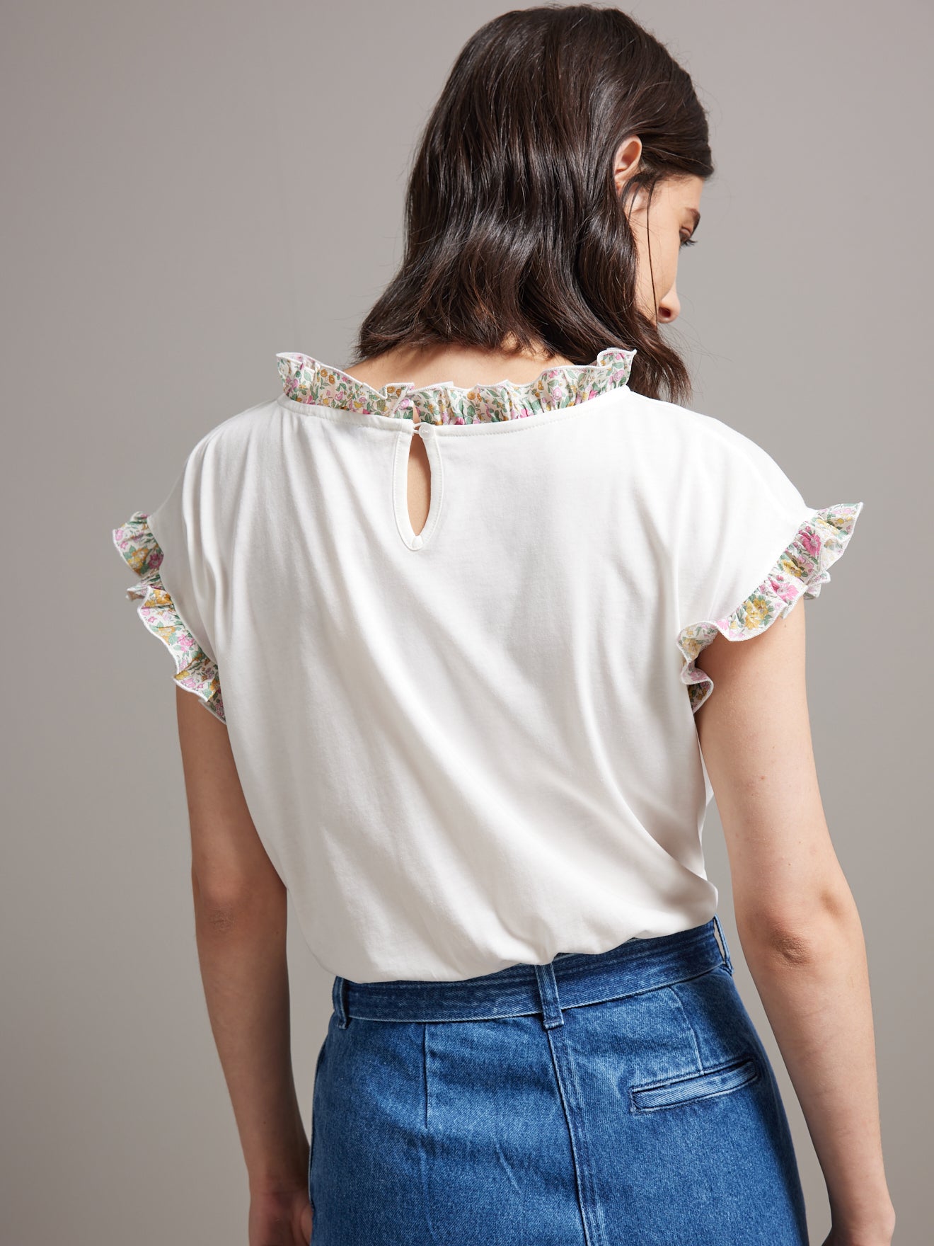 T-shirt froufrou en tissu Liberty - coton bio