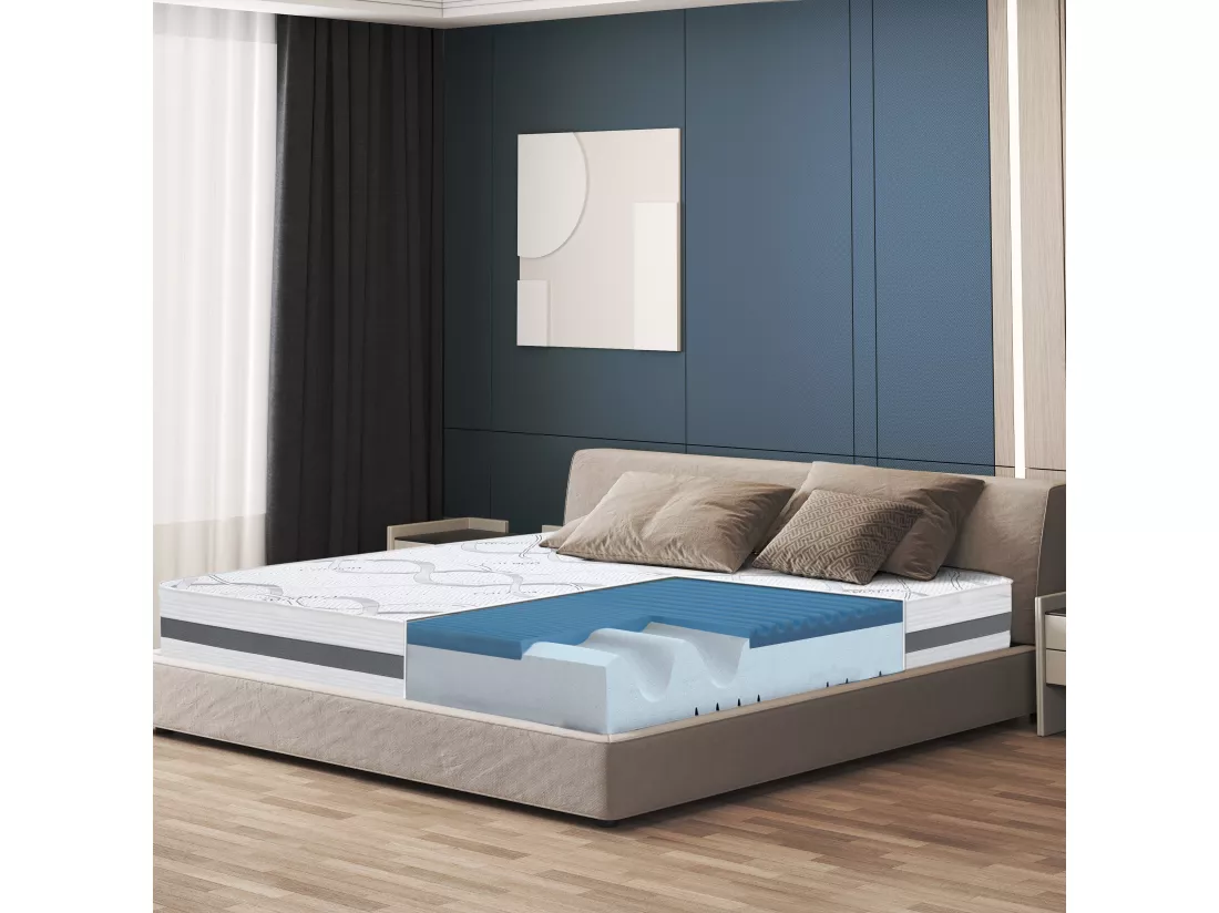 Matelas Double King-Size 180 x 205 à mémoire de forme| Premium Quality | Hauteur 22 cm | Made in Italy