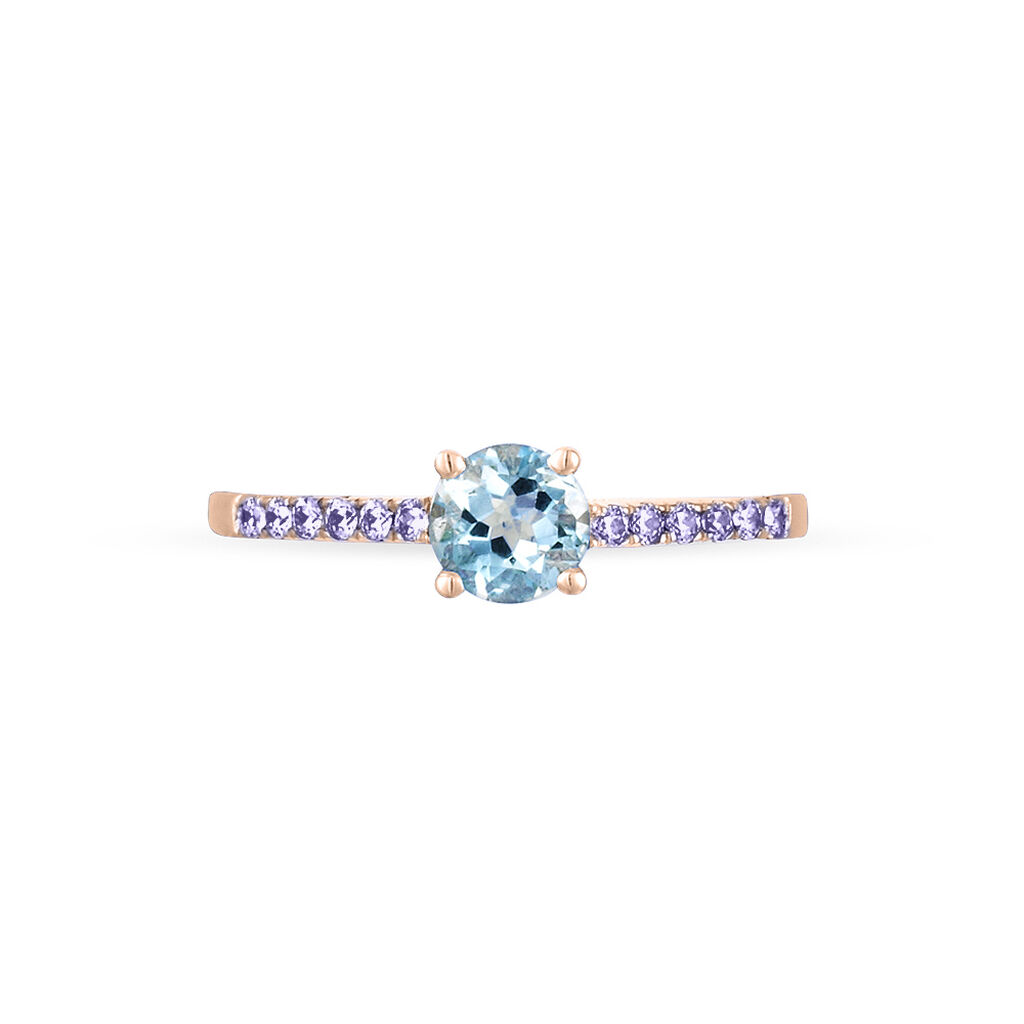 Bague Manon Or Rose Topaze Et Amethyste