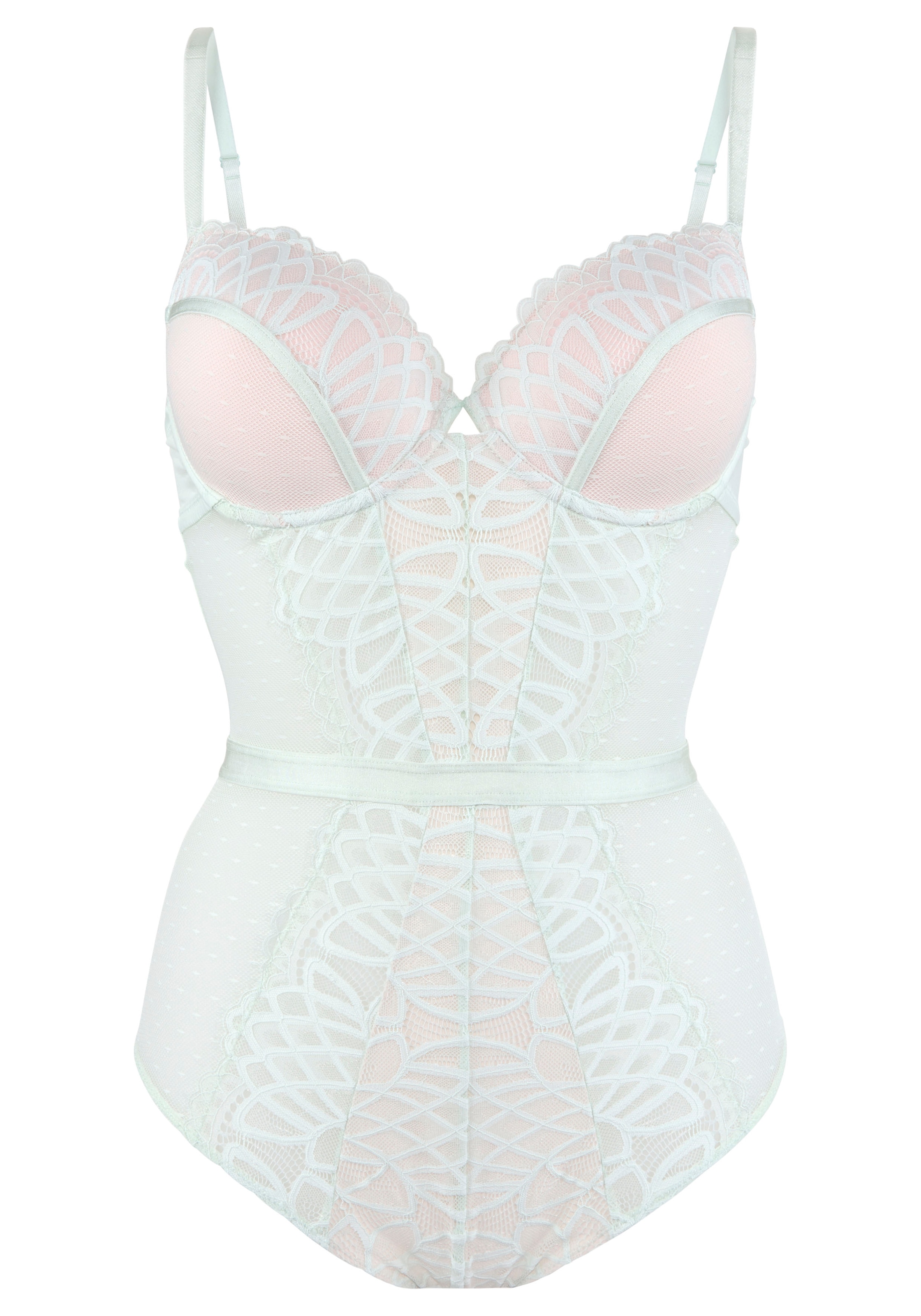 LASCANA Body »Cara«, aus filigraner Spitze und Soft-Mesh anteilig aus recyceltem Material