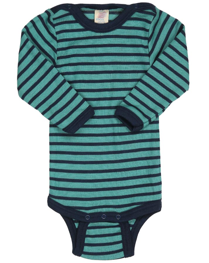 Langarm-Body STRIPES mit Seide in eisvogel/marine