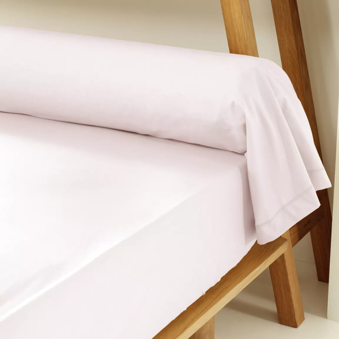 Taie de traversin percale de coton (L185 cm) Cali Rose poudré