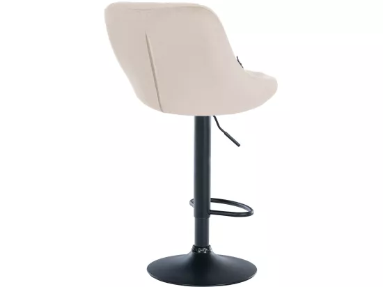 Tabouret de bar - Tissu & Noir - Crème - Lazio