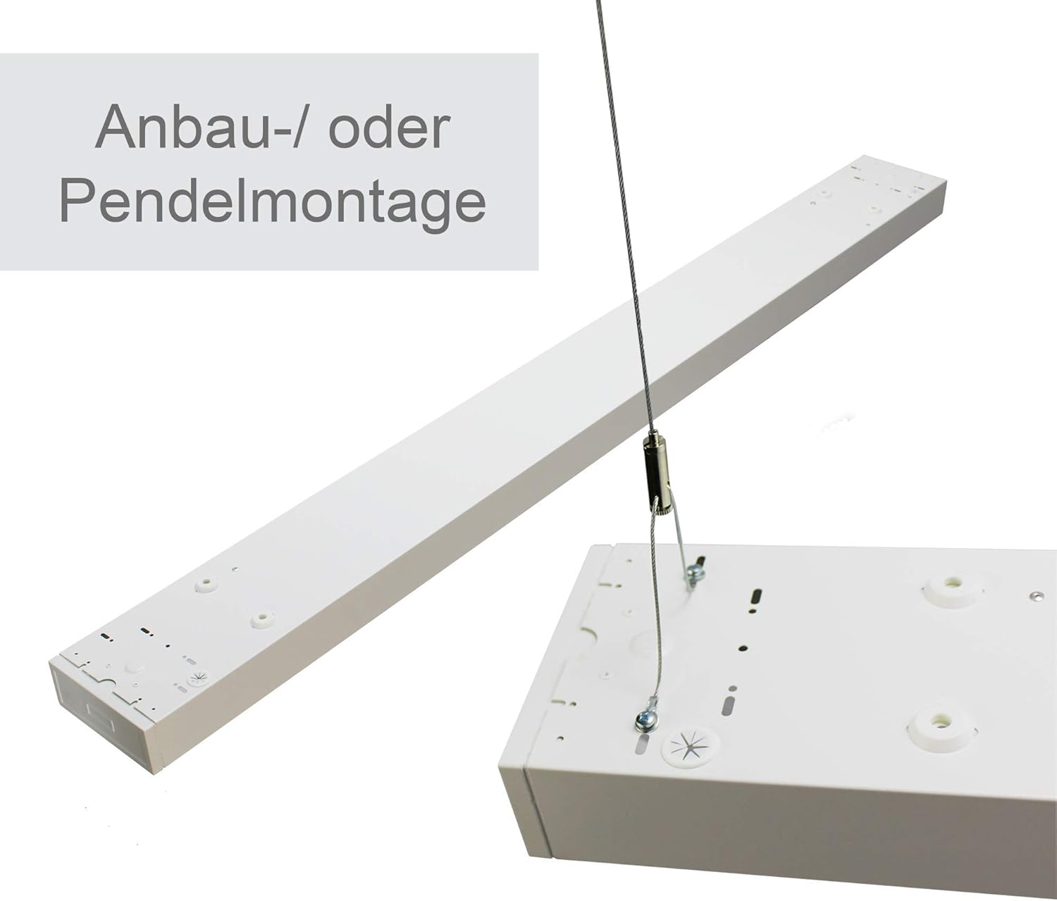 Hochwertige Rasteranbauleuchte 150cm mit Bildschirmarbeitsplatzraster matt vorverdrahtet für LED Röhren (nicht im Preis enthalten) Büroleuchte Deckenleuchte Designleuchte Pendelleuchte