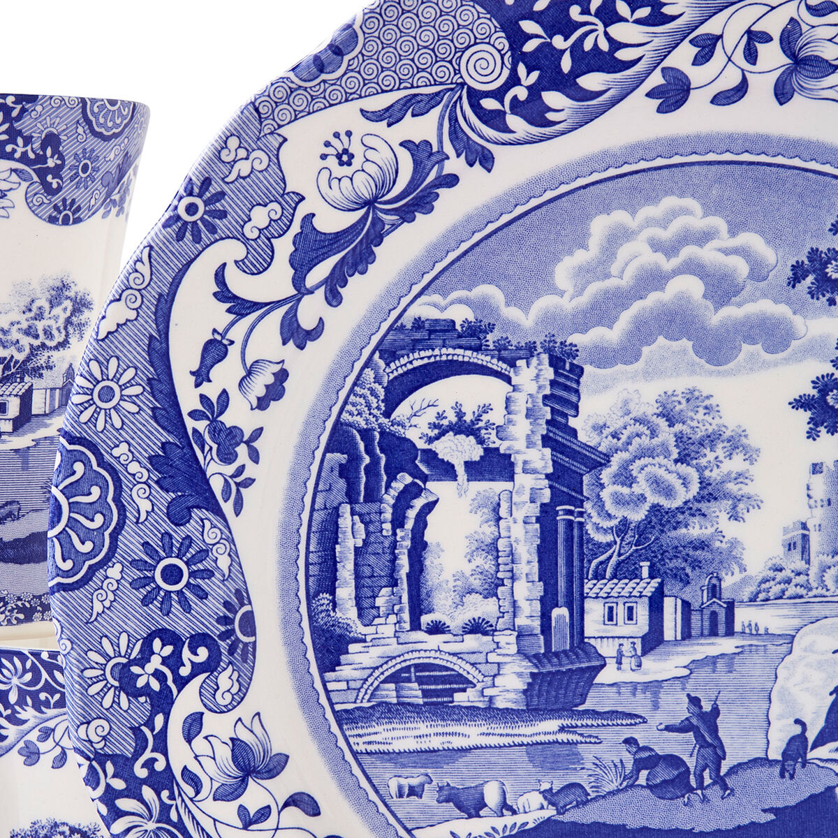 Spode Blue Italian servise 12 deler, blå/hvit