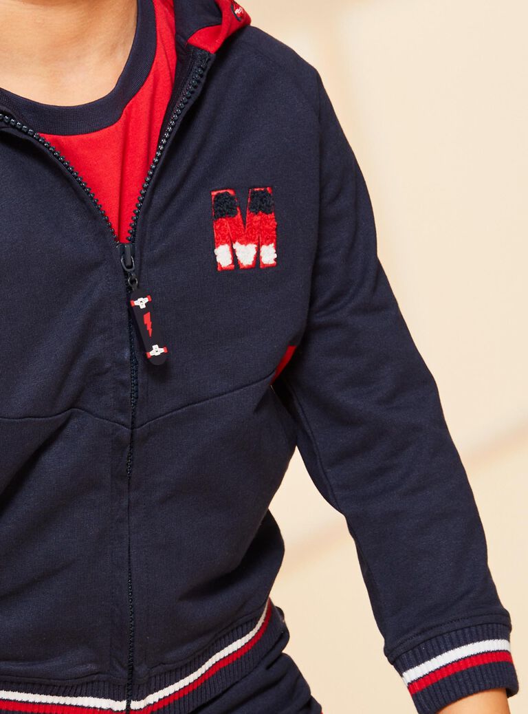Sweat à capuche bleu marine à broderie M