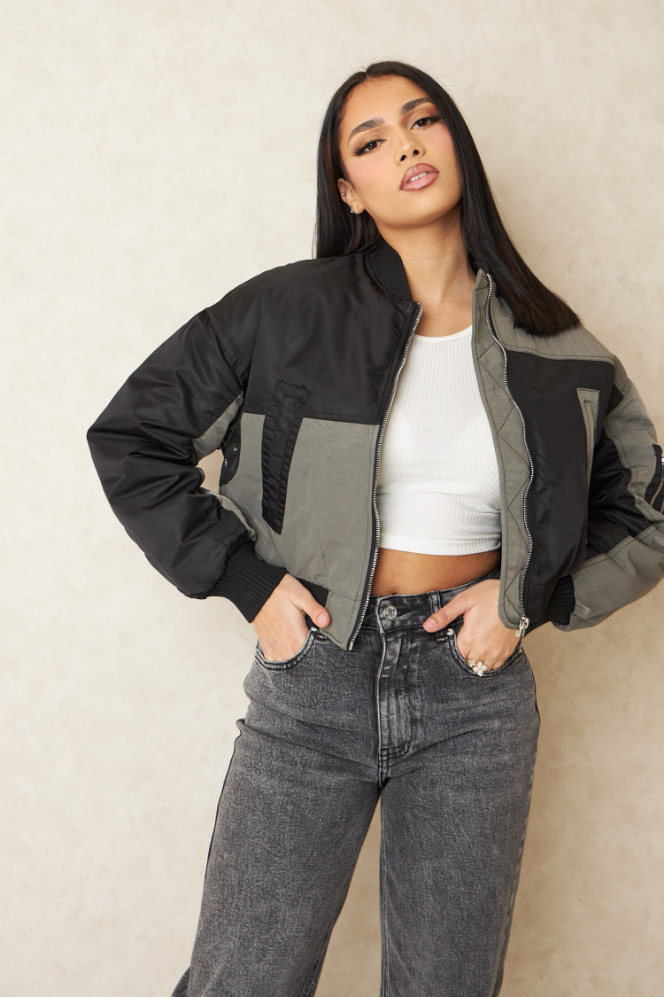 Bomber bicolor noir et gris