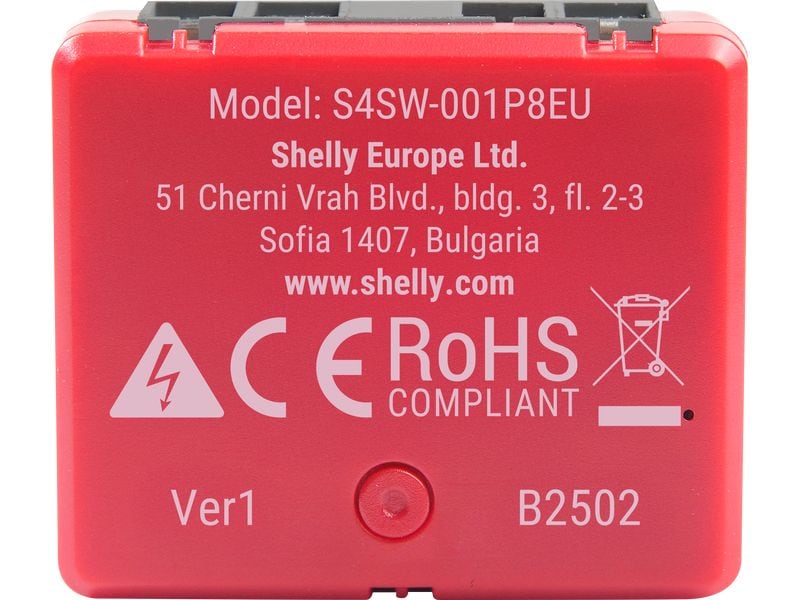 Shelly WLAN-Schaltaktor 1PM Mini Gen4 WiFi-Switch Rot, 8 A Wi-Fi-gesteuerter, intelligenter Schalter