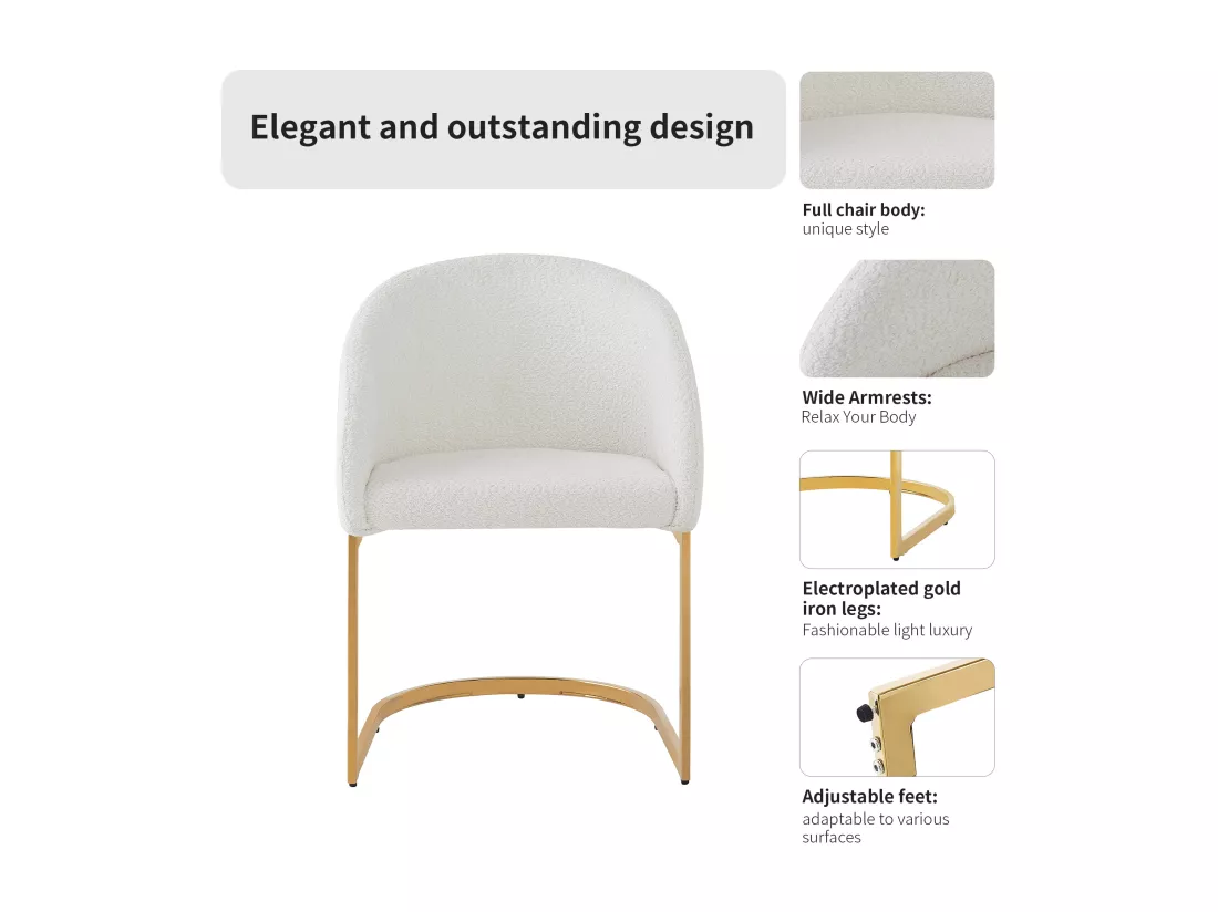 Lot de 6 chaises cantilever en tissu bouclette Beige